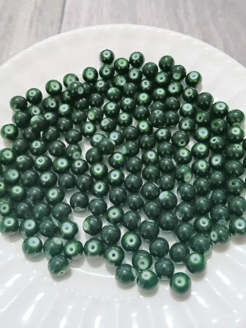 Bulk Lot of 8mm Dark Green Glass Beads